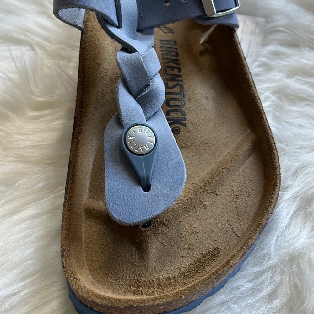 🆕 Birkenstock Gizeh Braided Dusty Blue Oiled Leather Sandals Size 37 US 6/6.5 - Picture 5 of 15